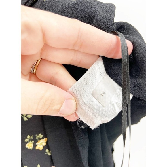 Reformation Venezia Butterfly Black Floral Print Off Shoulder Dress Size 2 - Picture 7 of 7